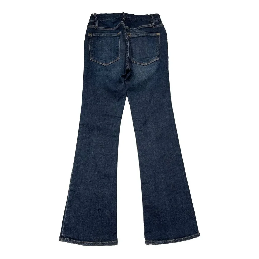 Frame Le Crop Mini Boot Sidewinder Jeans 24 (23x26.5) Dark Blue Stretch Womens - Picture 2 of 11